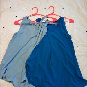 Bundle of 2 NWT LOFT Blue and Light Blue Tank Tops